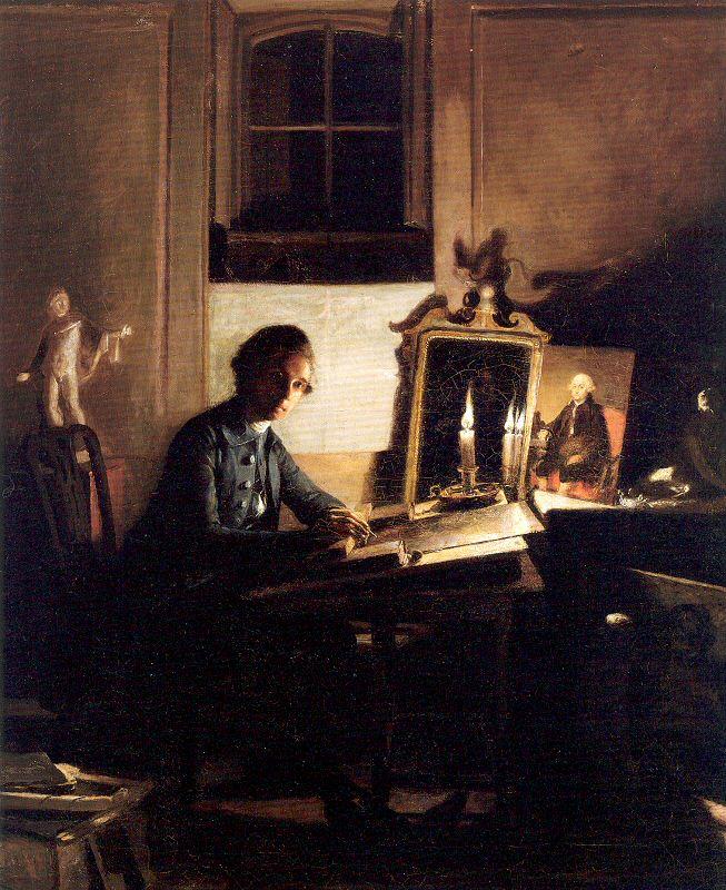 Paye, Richard Morton Self-Portrait While Engraving oil painting image